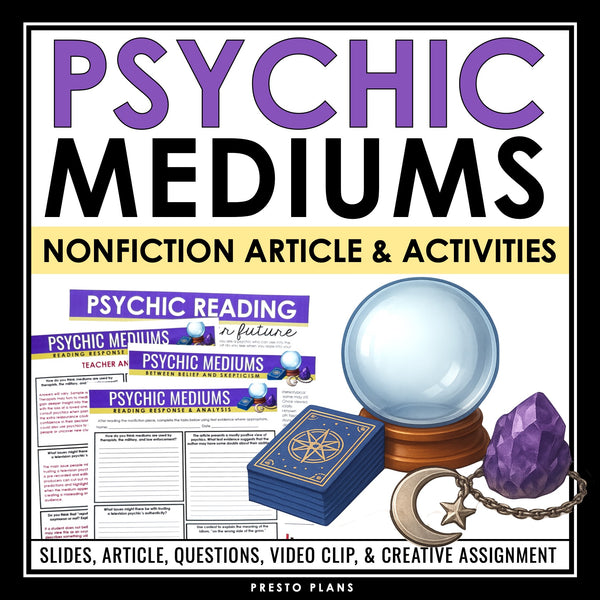 Nonfiction Reading Comprehension Article and Activities - Psychic Mediums