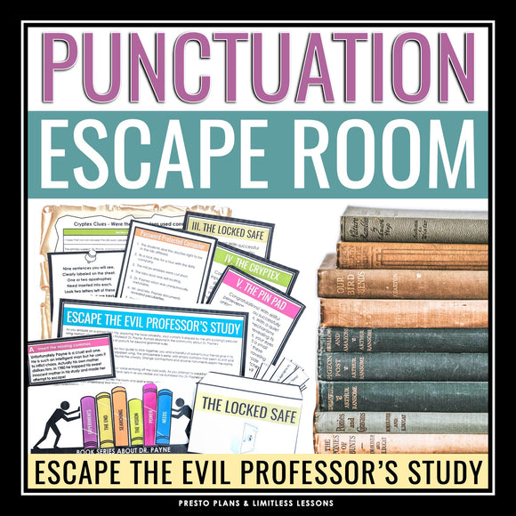 Punctuation Escape Room Grammar Game - Commas, Semi-Colons, Apostrophes, Colons