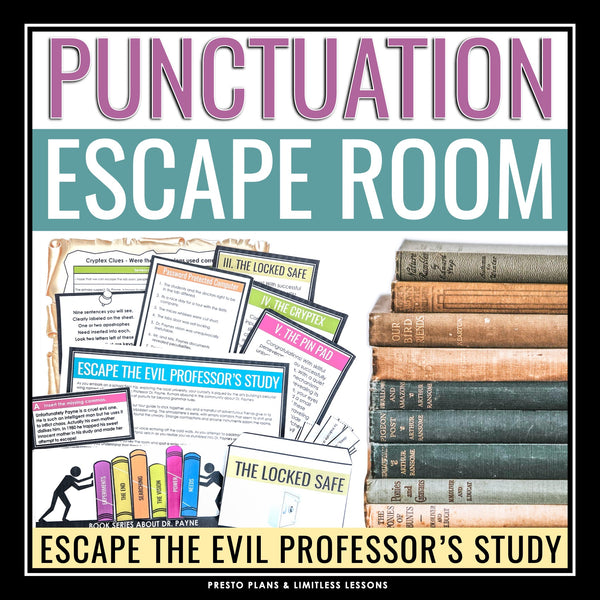 Punctuation Escape Room Grammar Game - Commas, Semi-Colons, Apostrophes, Colons