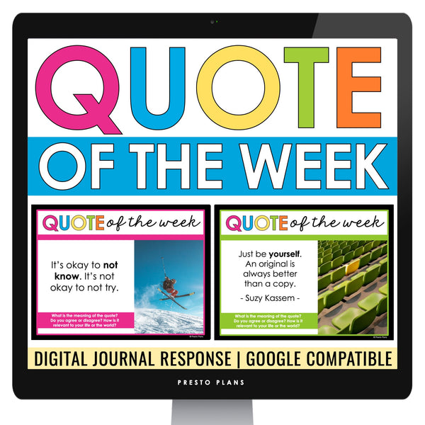 Quote of the Week Bell Ringer Google Slides & Digital Response Assignment