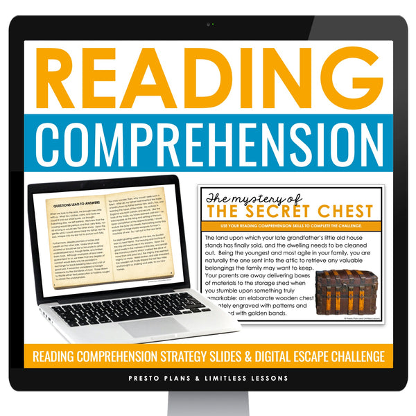 Reading Comprehension Strategies Slides & Escape Room Digital Reading Activity