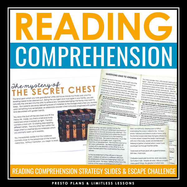 Reading Comprehension Strategies Presentation & Escape Room Reading Activity