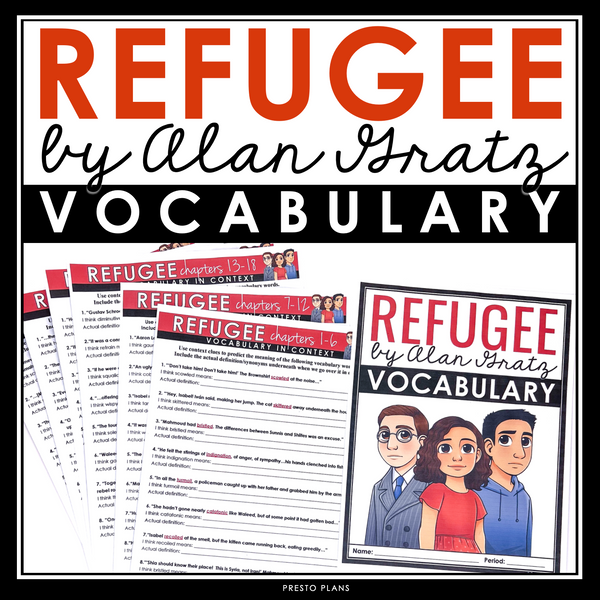 Refugee by Alan Gratz Vocabulary Booklet, Presentation, and Answer