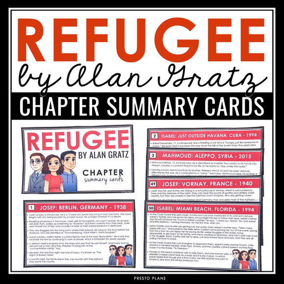 Refugee Chapter Summaries - Plot Summary Cards for Alan Gratz's Novel