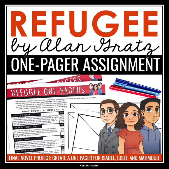 Refugee by Alan Gratz Project - One Pager Novel Assignment Creative Activity