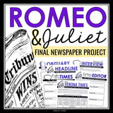 Romeo and Juliet Project - Creative Newspaper Assignment for Shakespeare's Play
