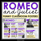 Romeo and Juliet Posters - Funny Classroom Bulletin Board Decor - Shakespeare