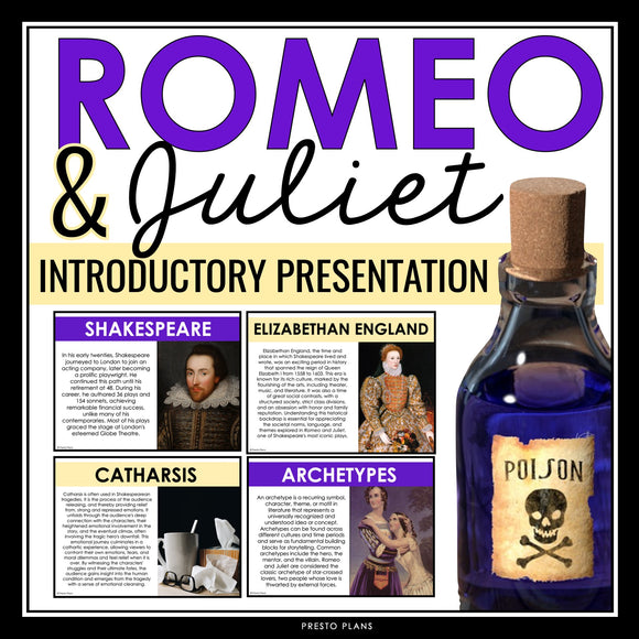 Romeo and Juliet Introduction Presentation - Discussion, Shakespeare, & Context