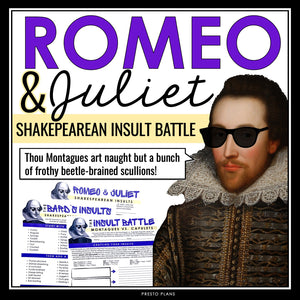 Romeo and Juliet Activity - Shakespeare Insult Battle Montagues vs Capulets Game