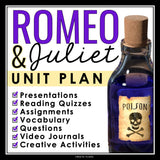 Romeo and Juliet Unit Plan -  Complete Drama Reading Unit for Shakespeare's Play