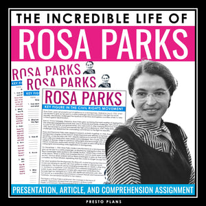 Rosa Parks Biography Article, Slides & Questions - Black History Women's History