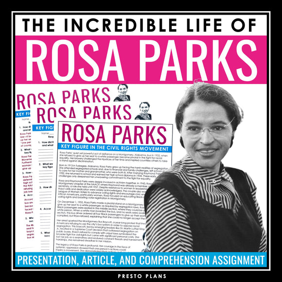 Rosa Parks Biography Article, Slides & Questions - Black History Women's History