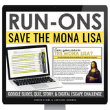 Run On Sentences Escape Room Digital Grammar Activity, Google Slides, & Quiz