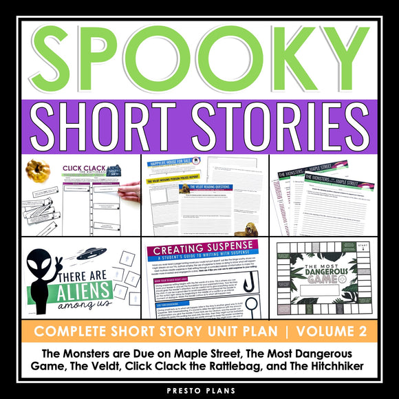 Halloween Short Story Unit Plan - Scary Stories - Lessons & Assignments Volume 2