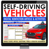 Nonfiction Reading Comprehension Digital Article & Activities Self-Driving Cars