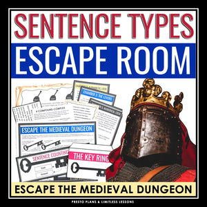 Sentence Types Escape Room - Sentence Structure Grammar Breakout Activity Game