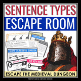 Sentence Types Escape Room - Sentence Structure Grammar Breakout Activity Game