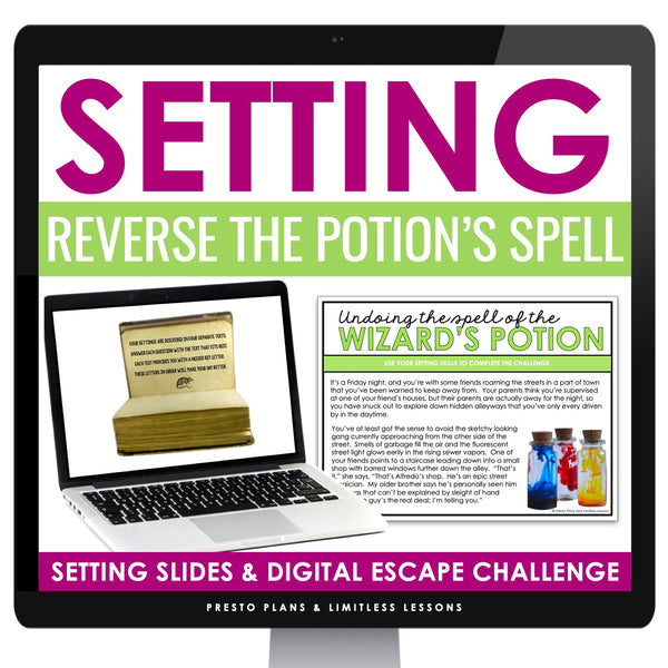 Setting of a Story Slides & Story Element Digital Escape Room Reading Activity