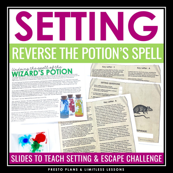 Setting of a Story Presentation & Story Element Escape Room Reading Activity