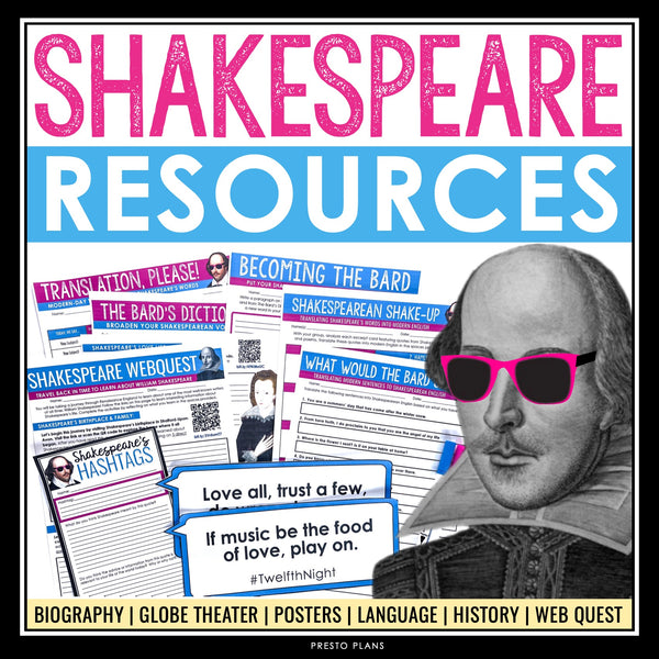 Shakespeare Introductory Resources - Slides, Activities, Assignments, & Posters