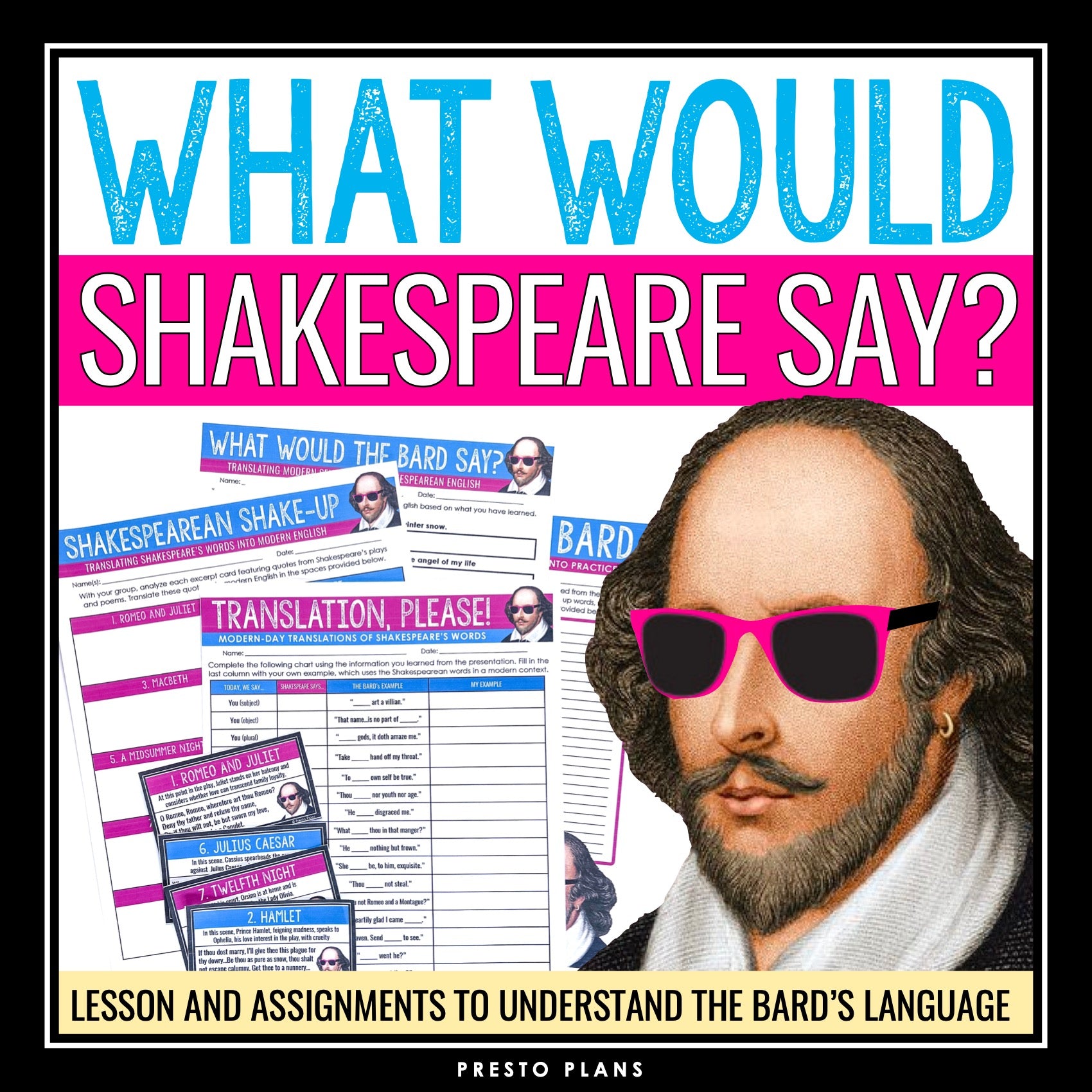 Shakespeare Introduction Lesson Shakespeare's Language Introduction - Vocabulary Presentation and Fun ...
