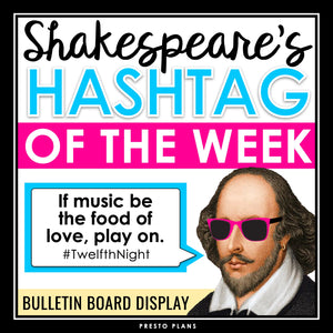 Shakespeare Posters - Hashtag Quotes Bulletin Board Display Decor and Assignment