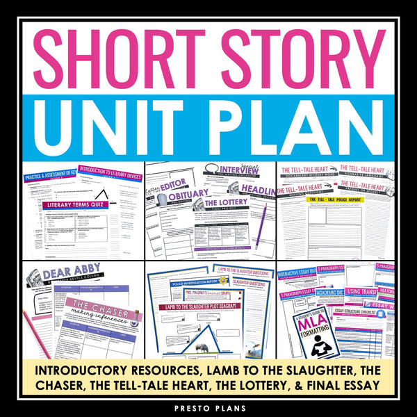 Short Story Unit Plan - Presentation Slides, Assignments, Games, and Activities
