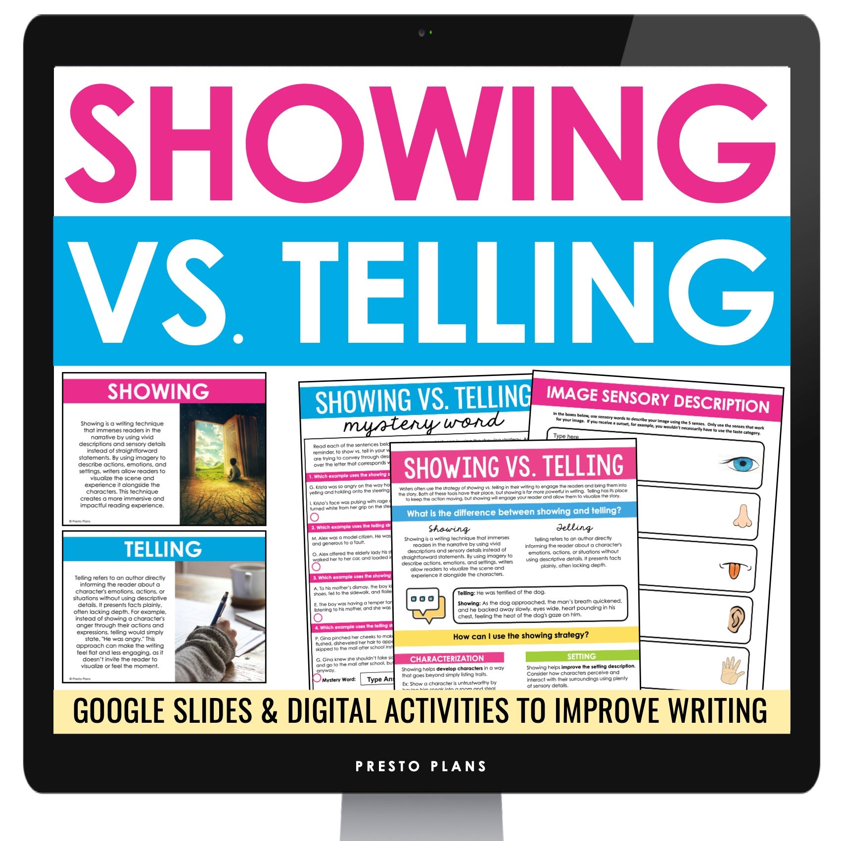 Showing vs. Telling Writing Descriptive Strategy Digital Slides and Ac ...
