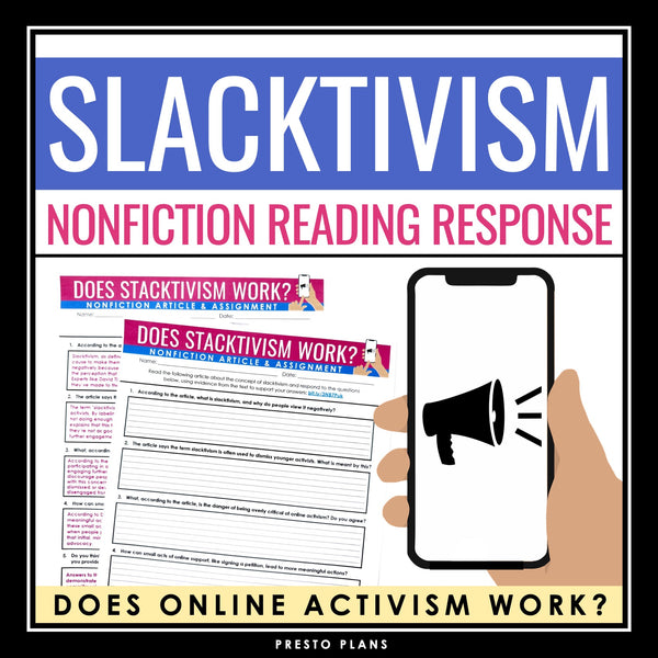 Nonfiction Article and Assignment - Reading Response Activity on Slacktivism