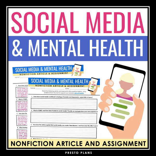 Nonfiction Article & Assignment - Social Media & Mental Health Reading Activity