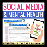 Nonfiction Article & Assignment - Social Media & Mental Health Reading Activity