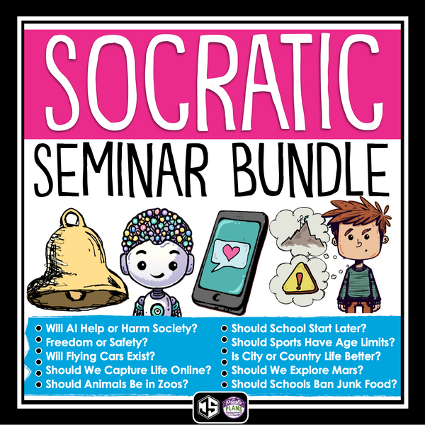 Socratic Seminar Bundle Discussion Slides, Handouts, Graphic Organizers, Rubrics