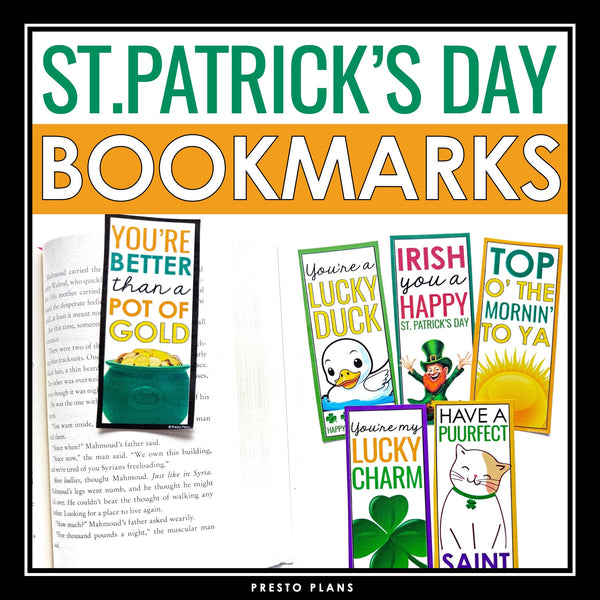 St. Patrick's Day Bookmarks - Funny Student Gift for St. Patrick's Day