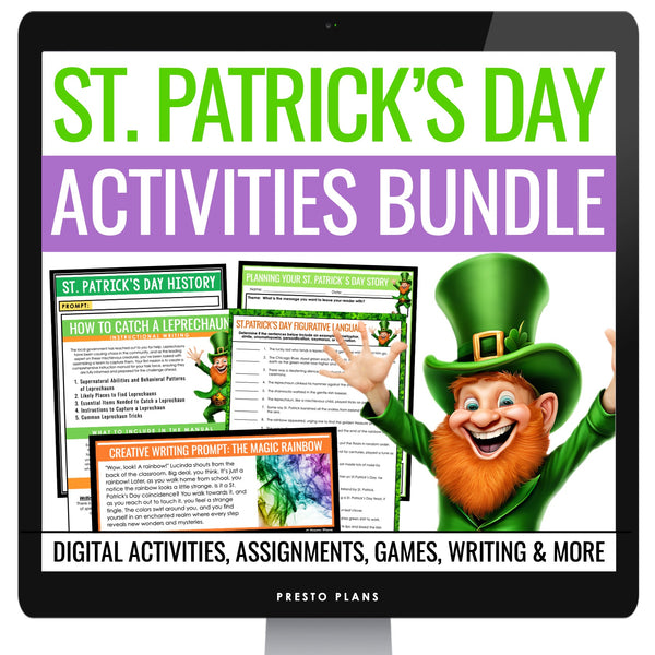St. Patrick's Day Activities, Assignments, Presentations, & Games Digital Bundle