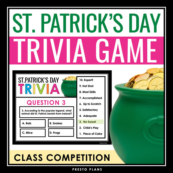 St. Patrick's Day Trivia Game - Classroom Competition Interactive Holiday Game