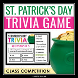 St. Patrick's Day Trivia Game - Classroom Competition Interactive Holiday Game