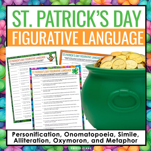 St. Patrick's Day Figurative Language Assignments - Literary Devices Activities
