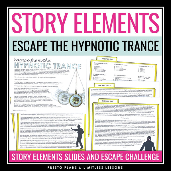 Story Elements and Literary Devices Presentation & Escape Room Reading Activity