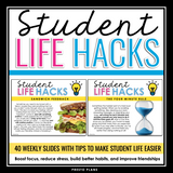 Student Life Hacks – Weekly Bell Ringers SEL, Habits, Friendships & Organization