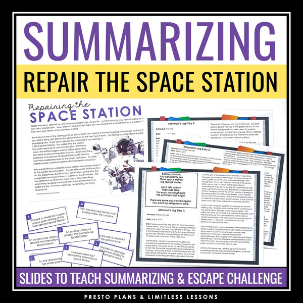 Summarizing a Text Presentation & Escape Room Reading Challenge Activity