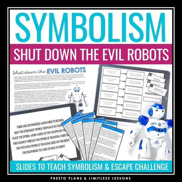 Symbolism Literary Devices Presentation & Escape Room Reading Activity Game
