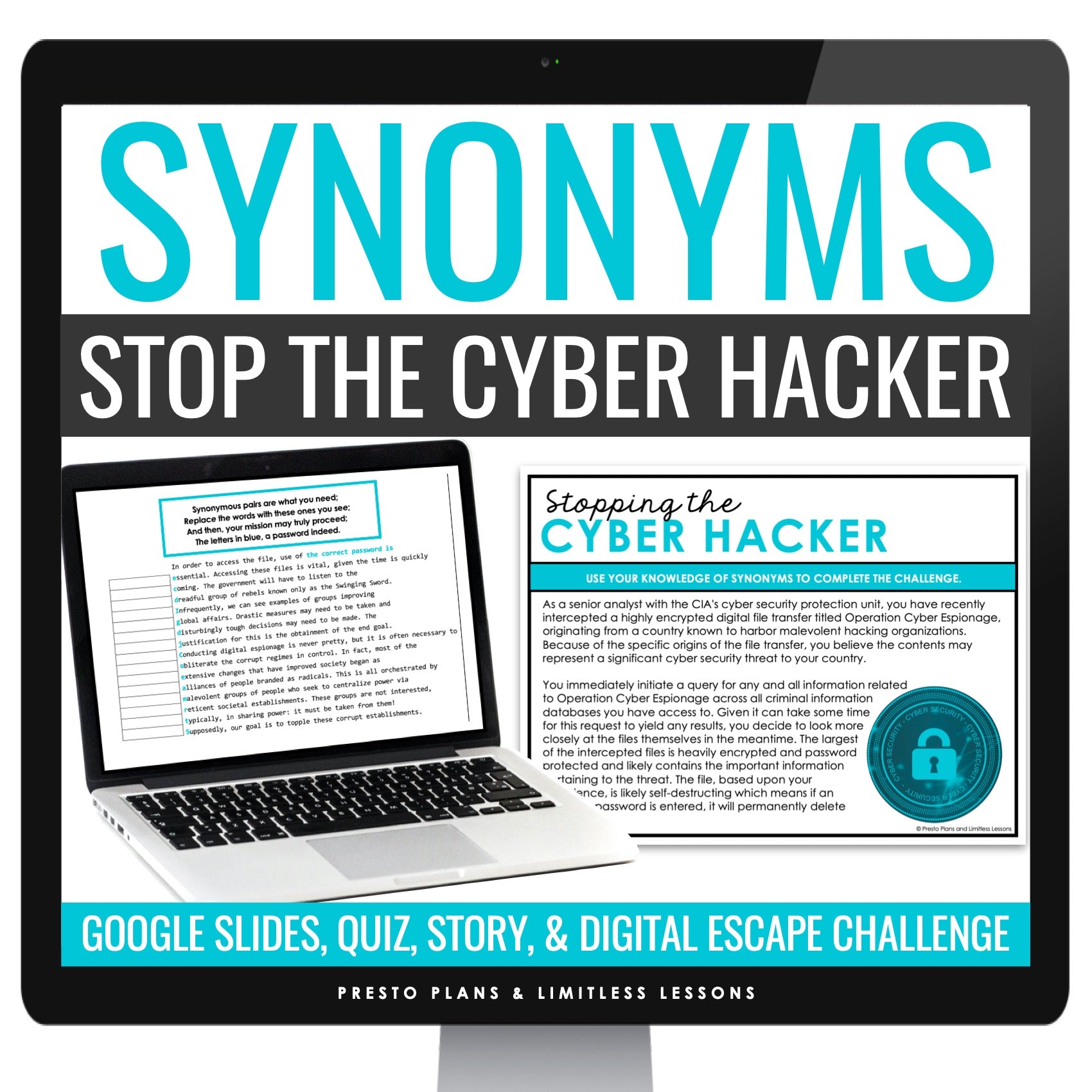goggle synonyms Synonyms Vocabulary Word Escape Room Digital Activity, Google Slides, – Presto Plans