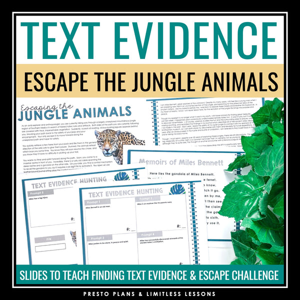 Text Evidence Presentation & Citing Evidence Escape Room Close Reading Activity
