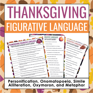 Thanksgiving Figurative Language Assignments - Literary Devices Activity