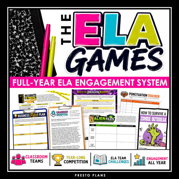 The ELA Games | Back to School Middle High ELA Full-Year Team Building Program