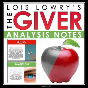 The Giver Analysis Notes - Presentation Analyzing Literary Devices - Lois Lowry