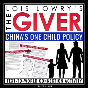 The Giver Activity - China's One Child Policy - Family Structure in the Novel