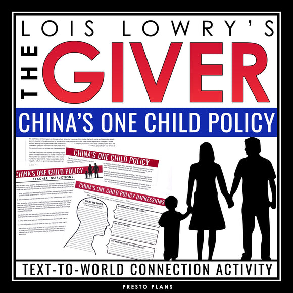 The Giver Activity - China's One Child Policy - Family Structure in the Novel