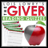 The Giver Quizzes - Chapter Reading Quizzes for Lois Lowry's Novel - Answer Key