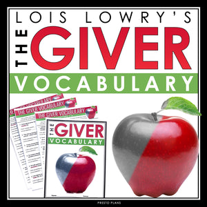 The Giver Vocabulary Booklet, Presentation, and Answer Key with Definitions